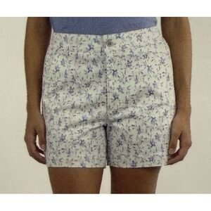 Jachs Girlfriend Floral Chino Shorts XXL White Stretch Elastic Waist NWT